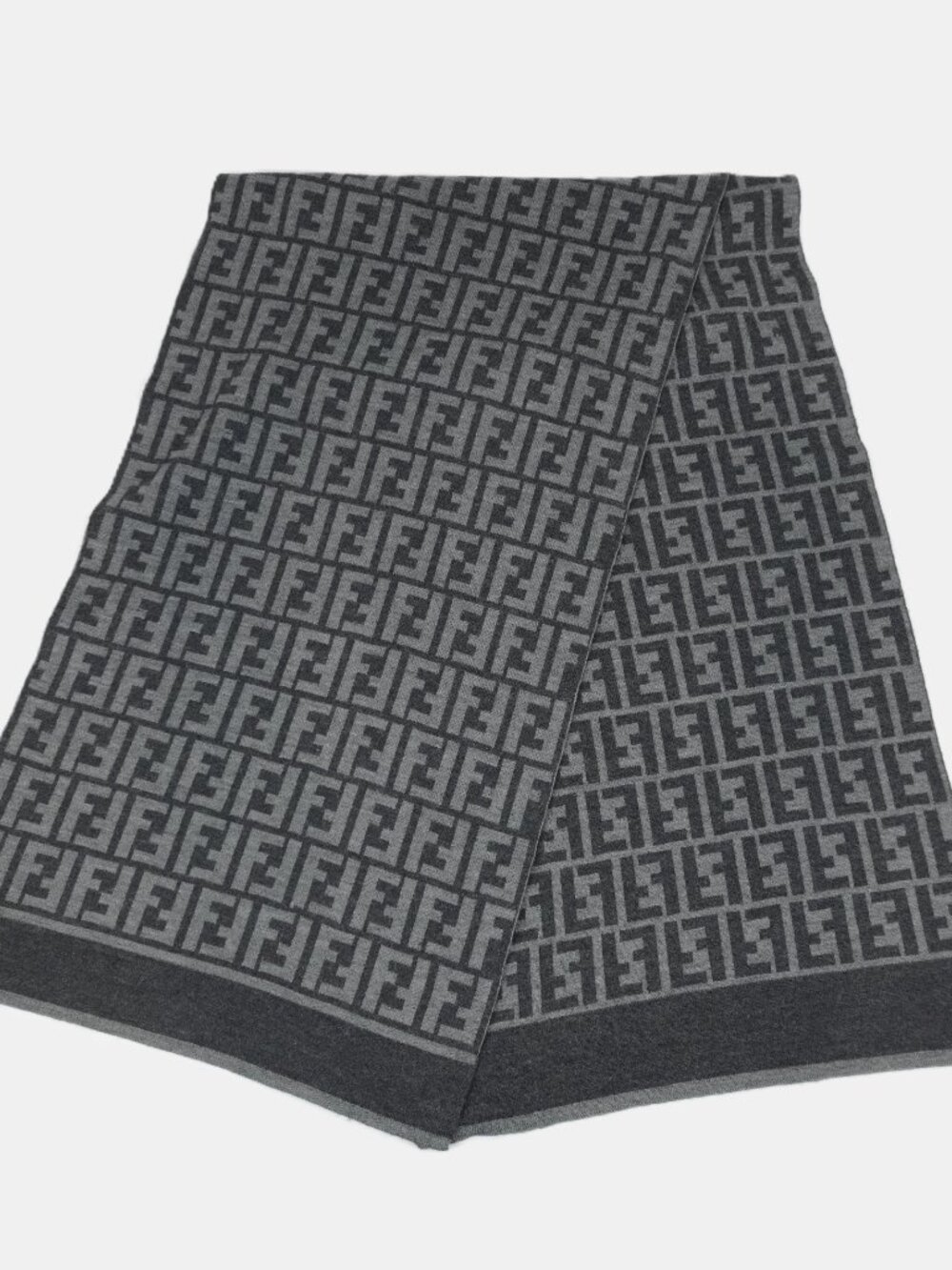 Fendi FF Zucca Monogram Rectangle Scarf / Wrap In Gray Size EU 50 - VINTAGE
